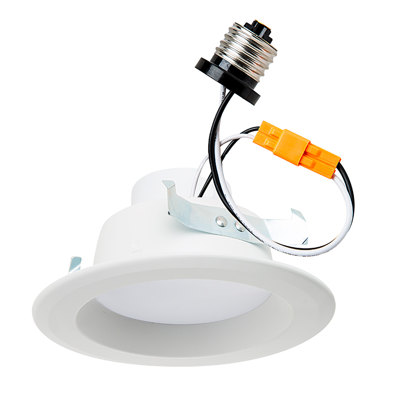 LED Recessed Lighting Kit for 4" Cans - Retrofit LED Downlight w/ Open Trim - 60 Watt Equivalent - Dimmable - 900 Lumens
