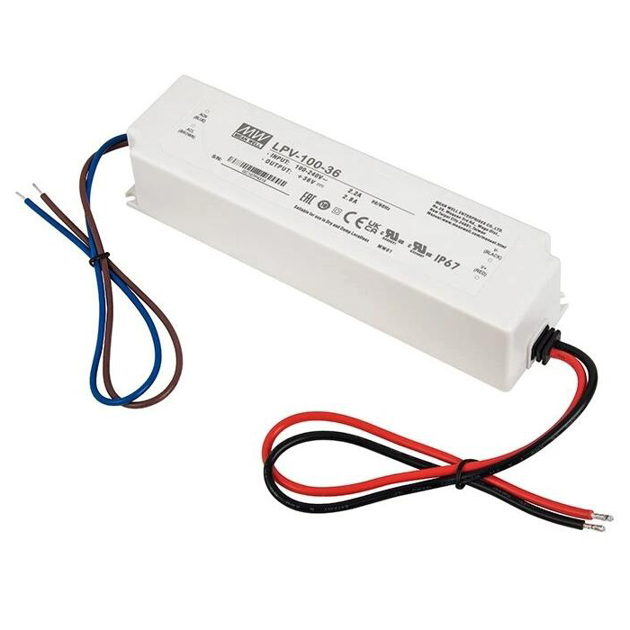 Mean Well LED Switching Power Supply - LPV Series 35-100W Single Output LED Power Supply - 36V DC