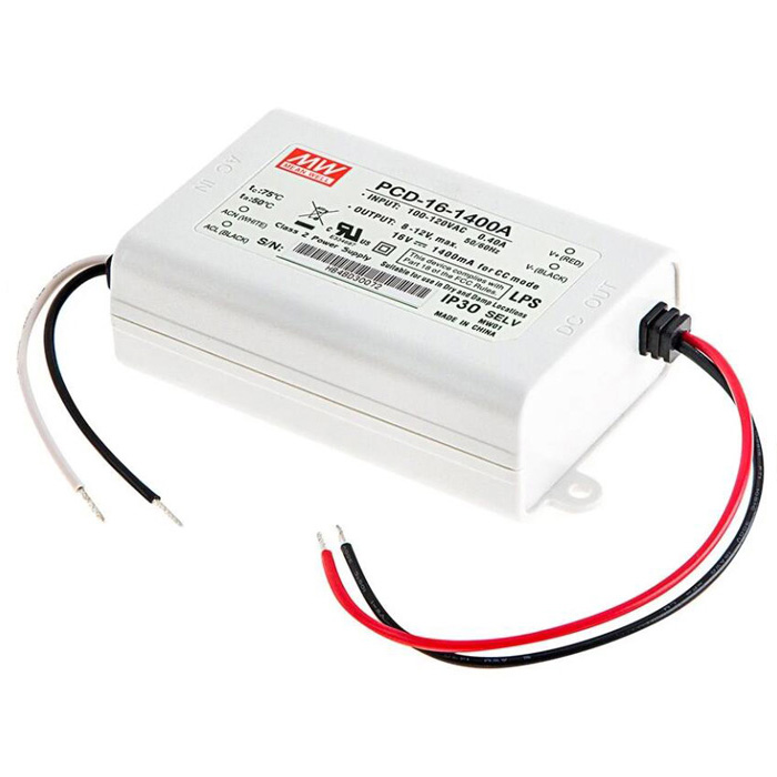 Mean Well LED Switching Power Supply - PCD Series 20-25W AC Dimmable LED Constant Current Driver - A-Type - 1050mA - 16-24 VDC