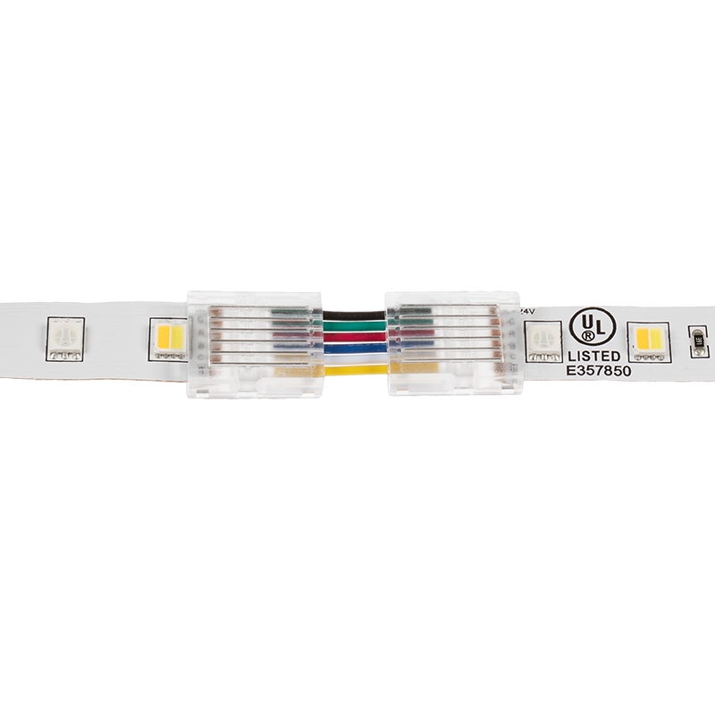 Solderless Clamp-On Up / Down ‘L’ Wire Connector - 12mm RGB + CCT LED Strip Lights