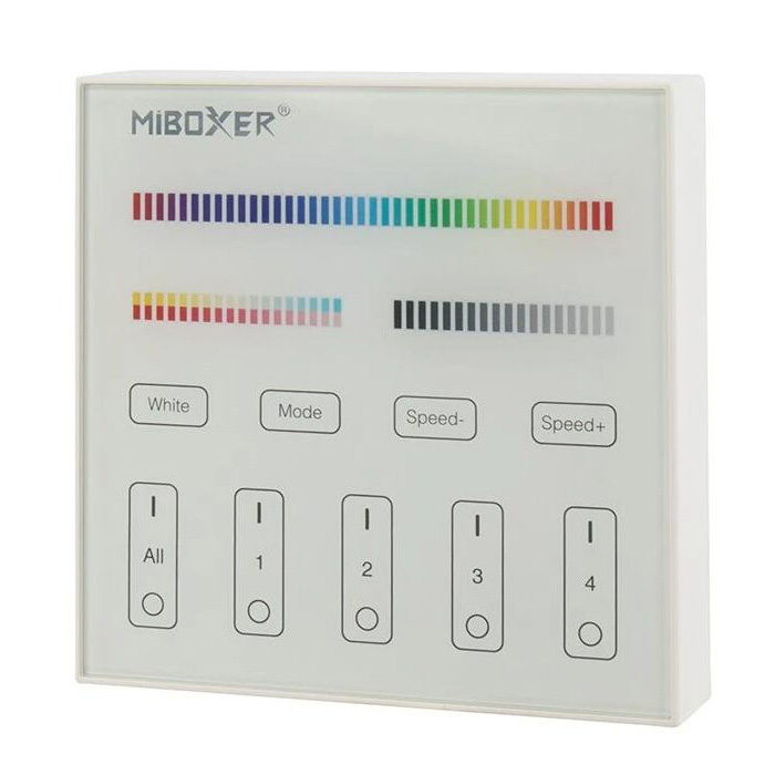 MiBoxer Wireless LED Wall Controller - RGB+CCT 4-Zone Touch Panel - Battery Operated