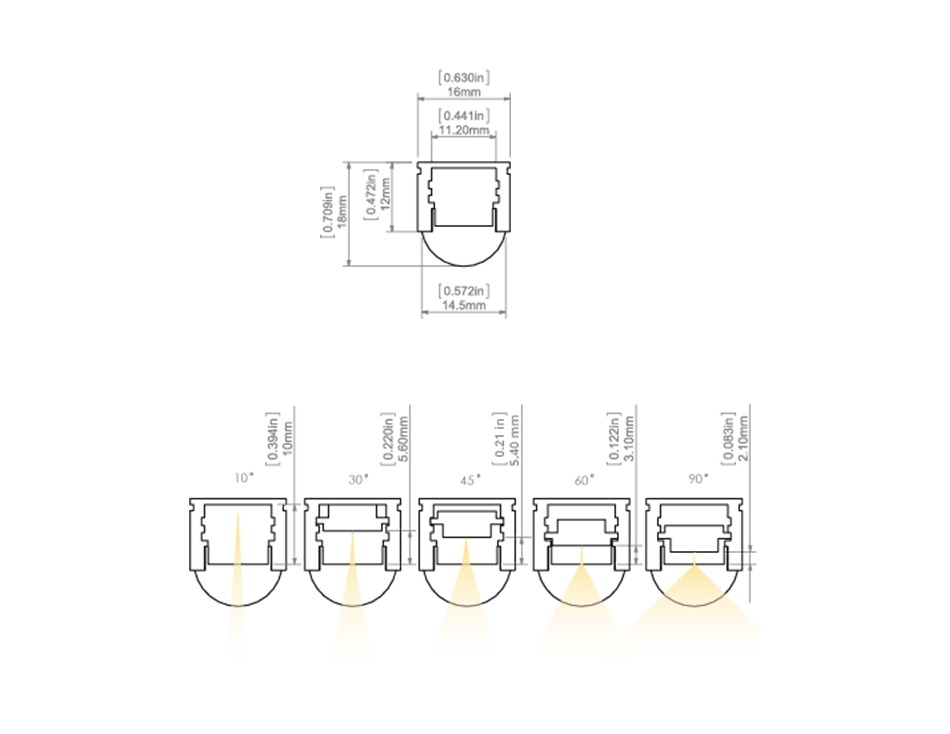 REGULOR Aluminum Channel - Surface - Adjustable Beam - For Strips Up To 11mm - 1m / 2m