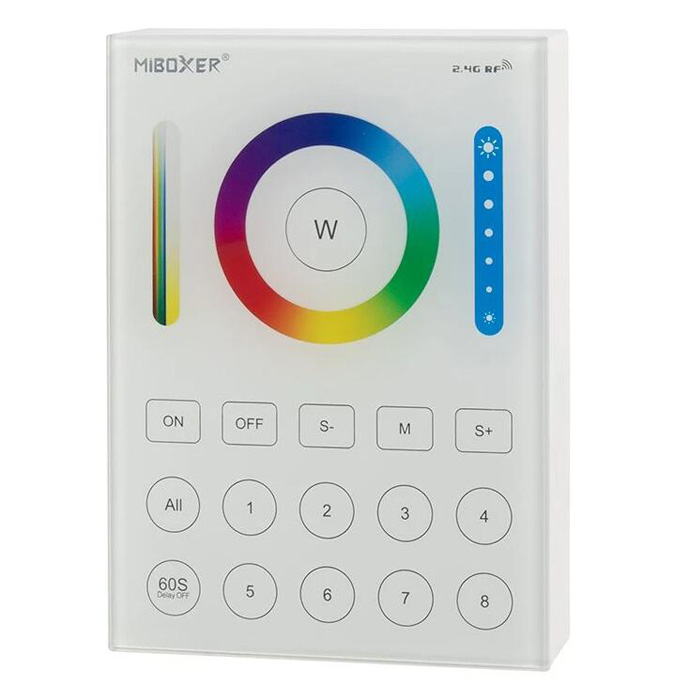 MiBoxer Wireless LED Wall Controller - RGB+CCT 8-Zone Touch Panel - Battery Operated