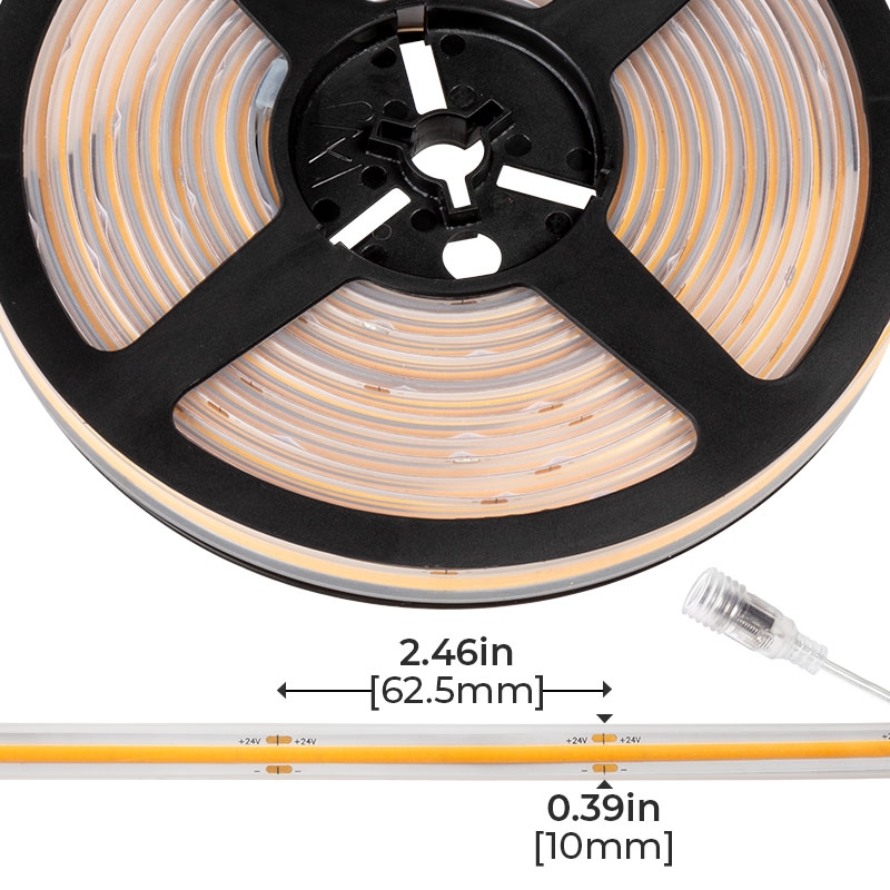 5m White COB LED Strip Light - COB Series LED Tape Light - High CRI - 24V - IP65 - Click Image to Close