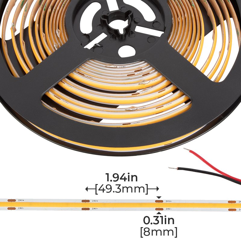 5m White COB LED Strip Light - COB Series LED Tape Light - Up To 244 lm/ft - IP20 - 24V - 2700K / 3000K / 4000K / 5000K