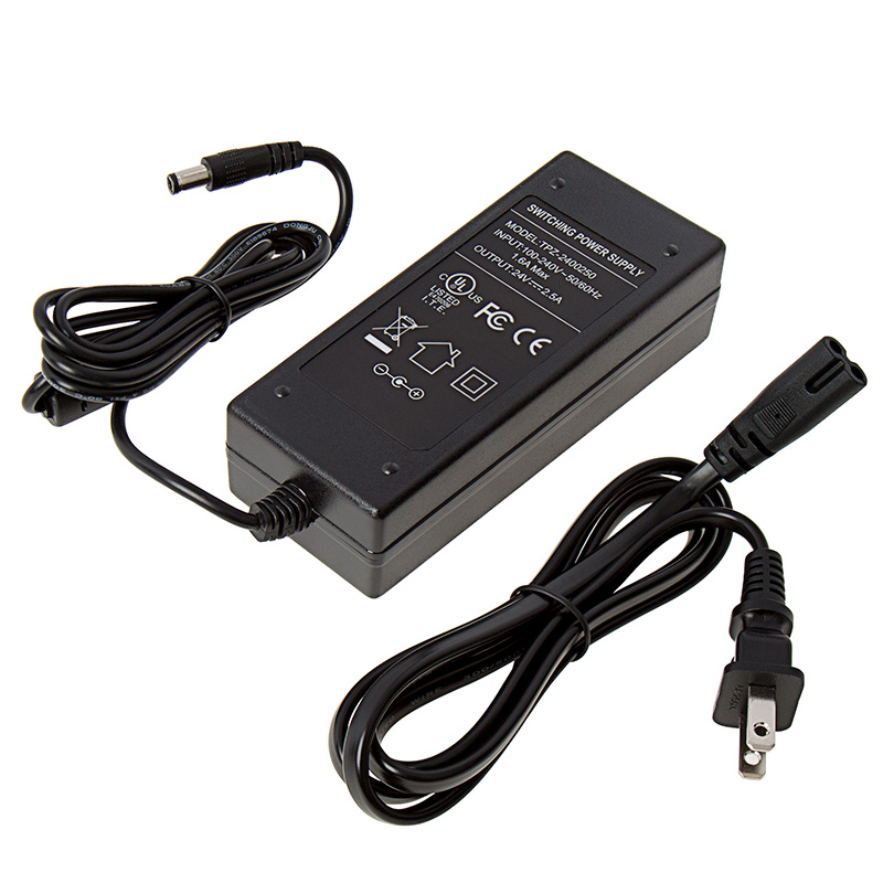 Desktop AC Adapter - 24 VDC Switching Power Supply - 60W