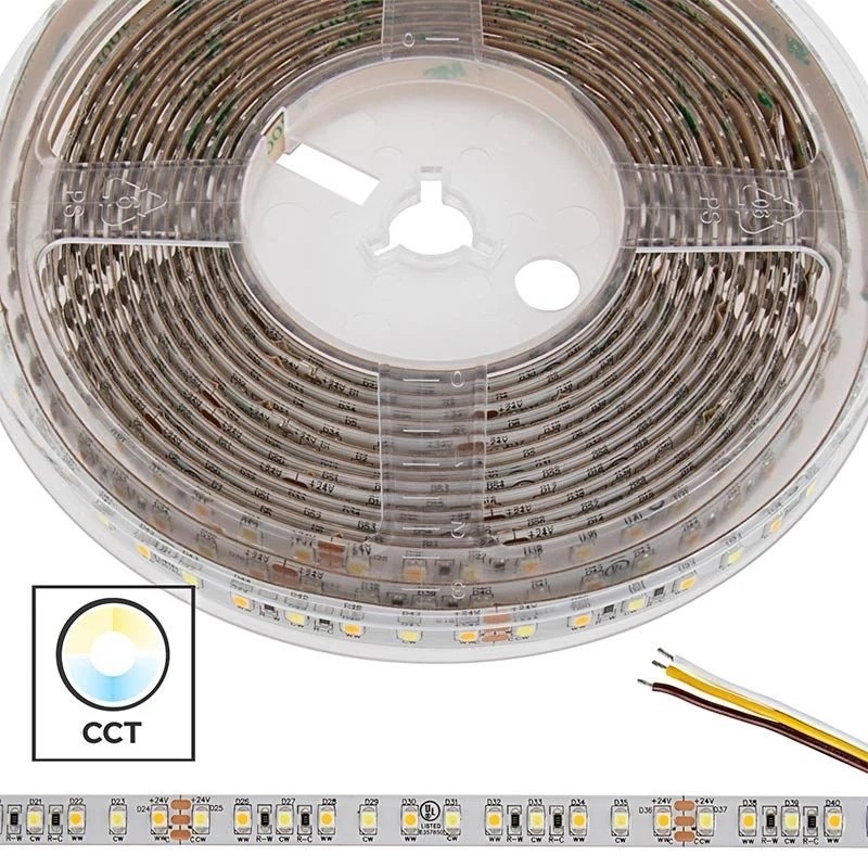5m Tunable White LED Strip Light - LED Tape Light - 12V / 24V - IP64 Weatherproof - Tunable White - 196.9in (16.40ft)