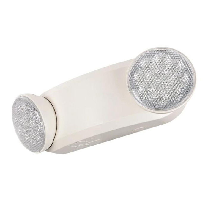 LED Emergency Light - Round Adjustable Lamp Heads - White Housing - 120-347 VAC