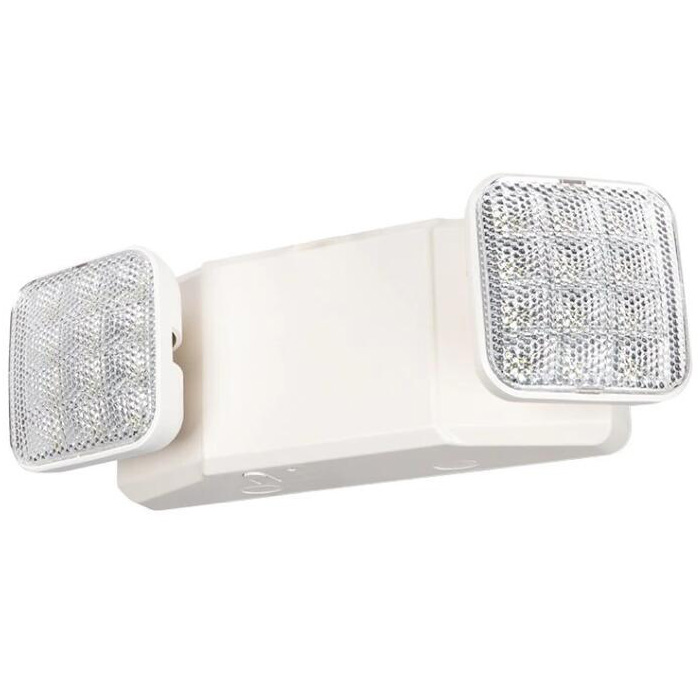 LED Emergency Light - Square Adjustable Lamp Heads - White Housing - 120-347 VAC