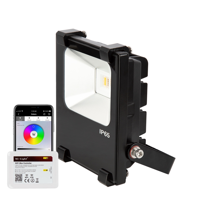 10W Color-Changing Wi-Fi LED Flood Light - RGB+White - Smartphone Compatible or w/ Optional Remote