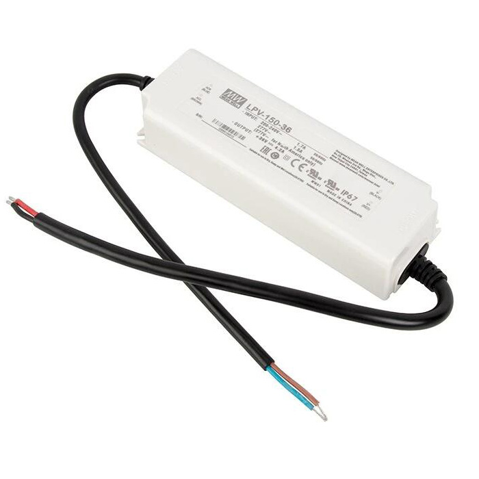 Mean Well LED Switching Power Supply - LPV Series 150W Single Output LED Power Supply - 36V DC - 208-277 VAC - Without Power Cord