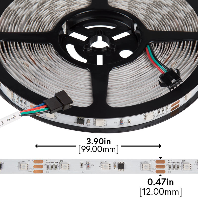 RGB LED Strip Lights - Color Chasing 12V LED Tape Light - 22 Lumens/ft.