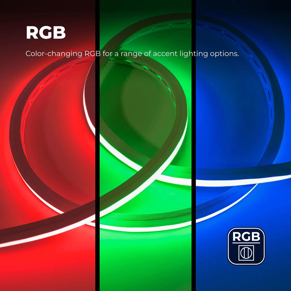 RGB Neon LED Strip Light - Dual Bend Neon Flex - IP67 - 20mm Wide - 24V - 5m
