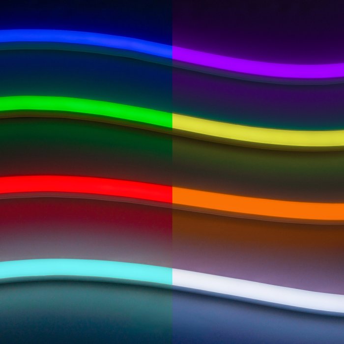 RGB Neon LED Strip Light - Dual Bend Neon Flex - IP67 - 16mm Wide - 24V - 5m