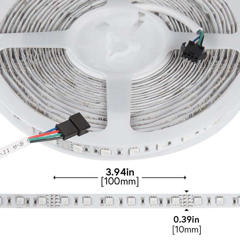RGB LED Strip Lights - 24V LED Tape Light w/ LC4 Connector - 162 Lumens/ft.