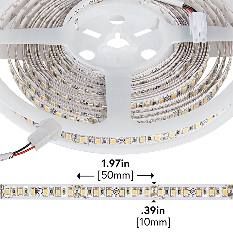 2835 White High-CRI LED Strip Light - LED Tape Light w/ Plug-and-Play LC2 Connectors - 24V - IP20 - 330 lm/ft
