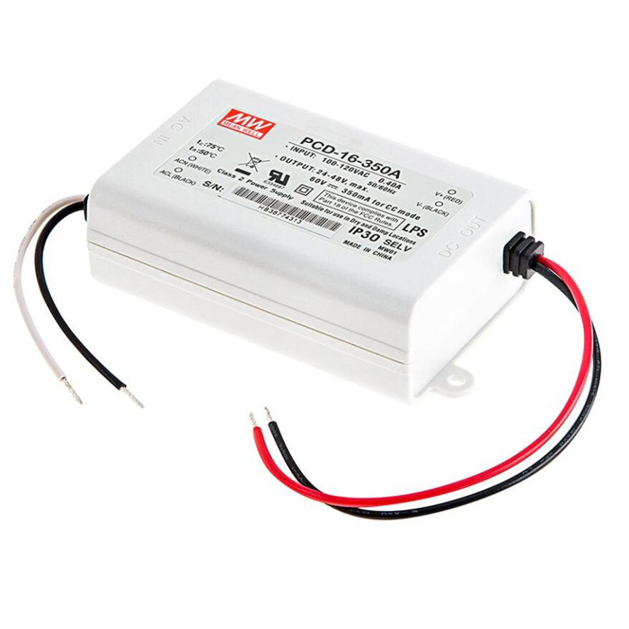 MEAN WELL Constant Current LED Driver - PCD-16 Series - 16W - 350mA - 24-48 VDC