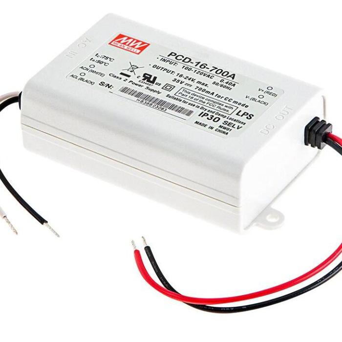 MEAN WELL Constant Current LED Driver - PCD-16 Series - 16W - 700mA - 16-24 VDC