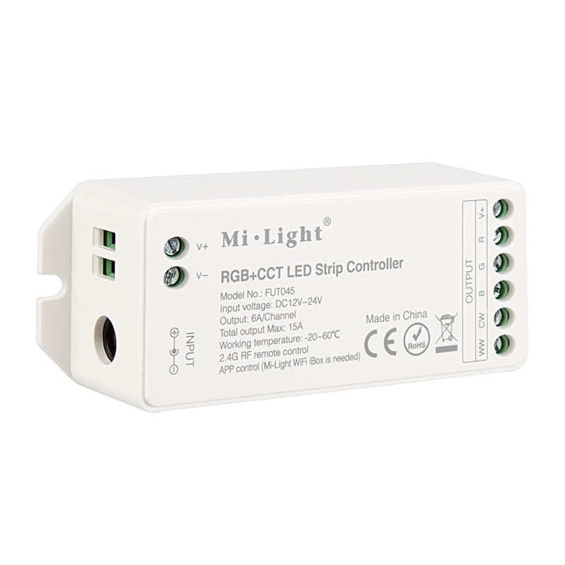 MiLight RGB+Tunable White LED Controller - Color-Changing/Tunable White - WiFi/Smartphone Compatible - 6 Amps/Channel