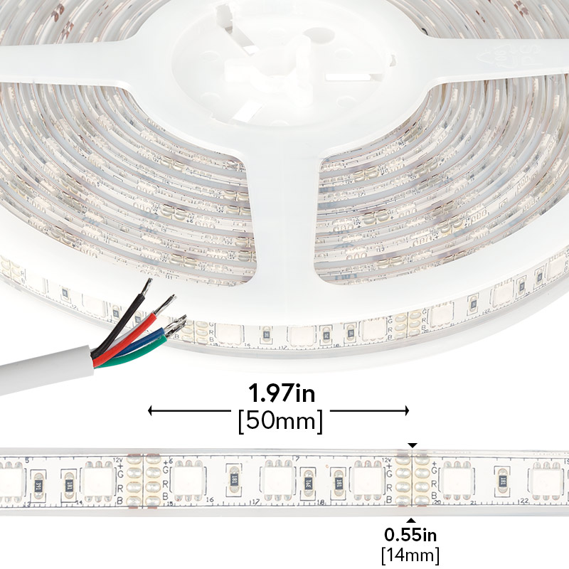 Outdoor RGB LED Strip Lights - Waterproof 12V LED Tape Light - 97 Lumens/ft.