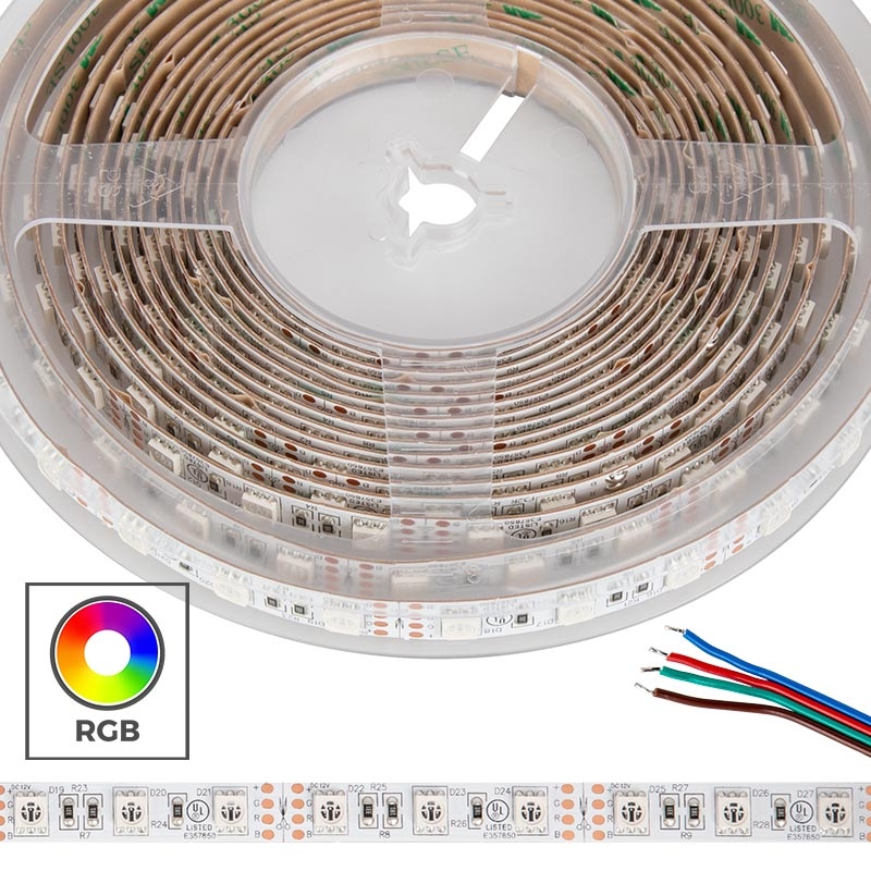 5050 RGB LED Strip Light - Color-Changing LED Tape Light - 12V - IP20 - 18 LEDs/ft