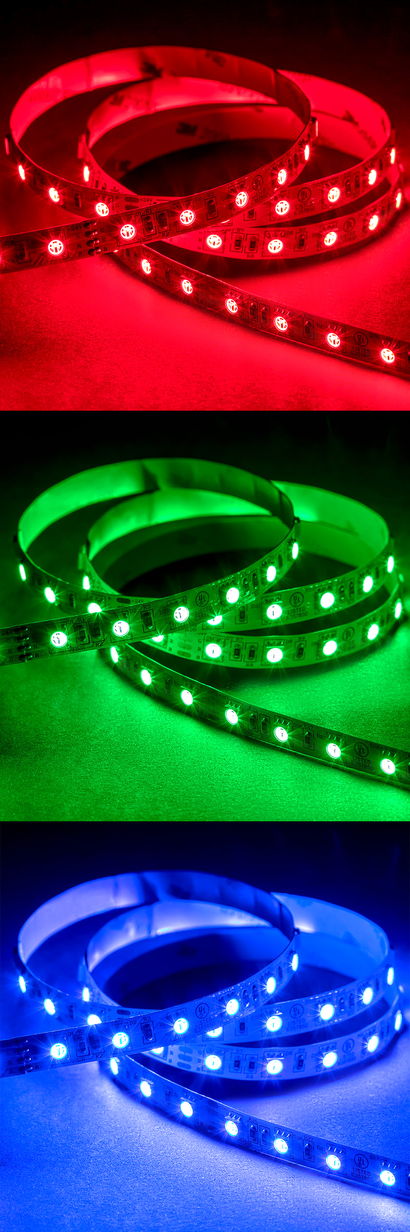 5050 RGB LED Strip Light/Tape Light - 24V - IP20 - 18 LEDs/ft