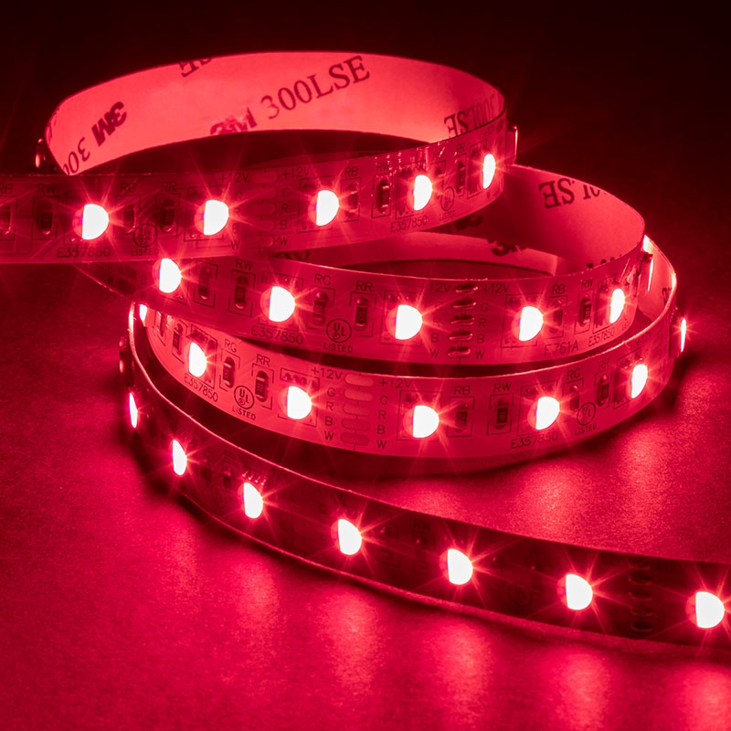 5050 RGBW LED Strip Light - Color-Changing LED Tape Light w/ White and Multicolor LEDs - 12V - IP20 - 122 lm/ft - 4-in-1 Chip - Click Image to Close