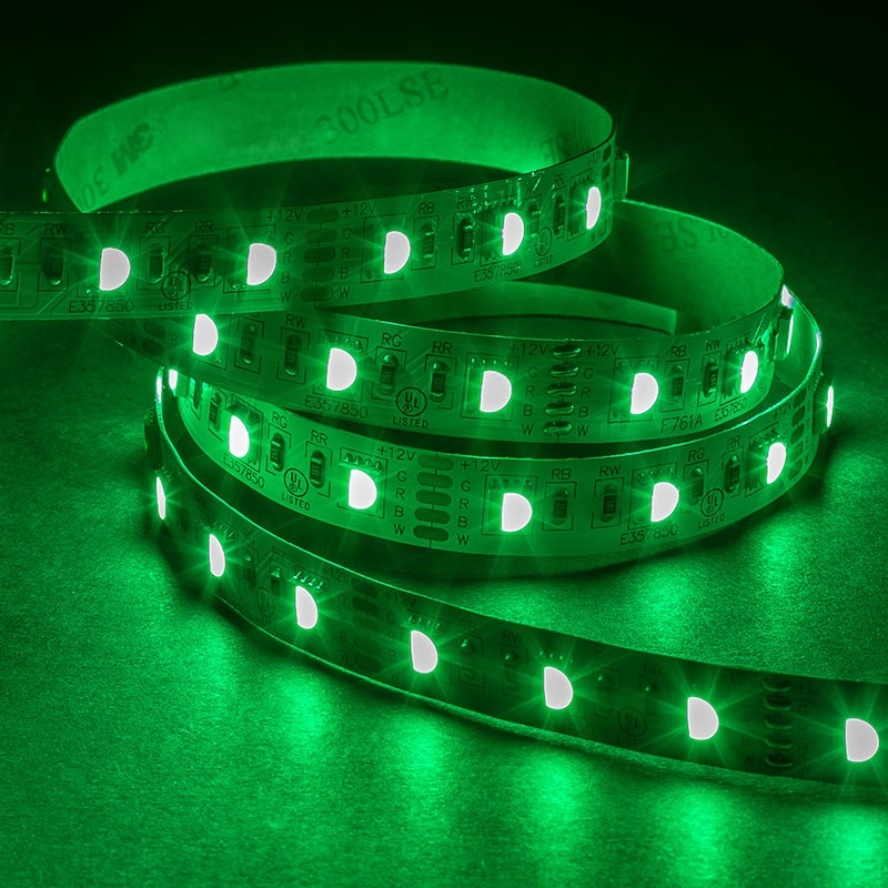 5050 RGBW LED Strip Light - Color-Changing LED Tape Light w/ White and Multicolor LEDs - 12V - IP20 - 122 lm/ft - 4-in-1 Chip - Click Image to Close