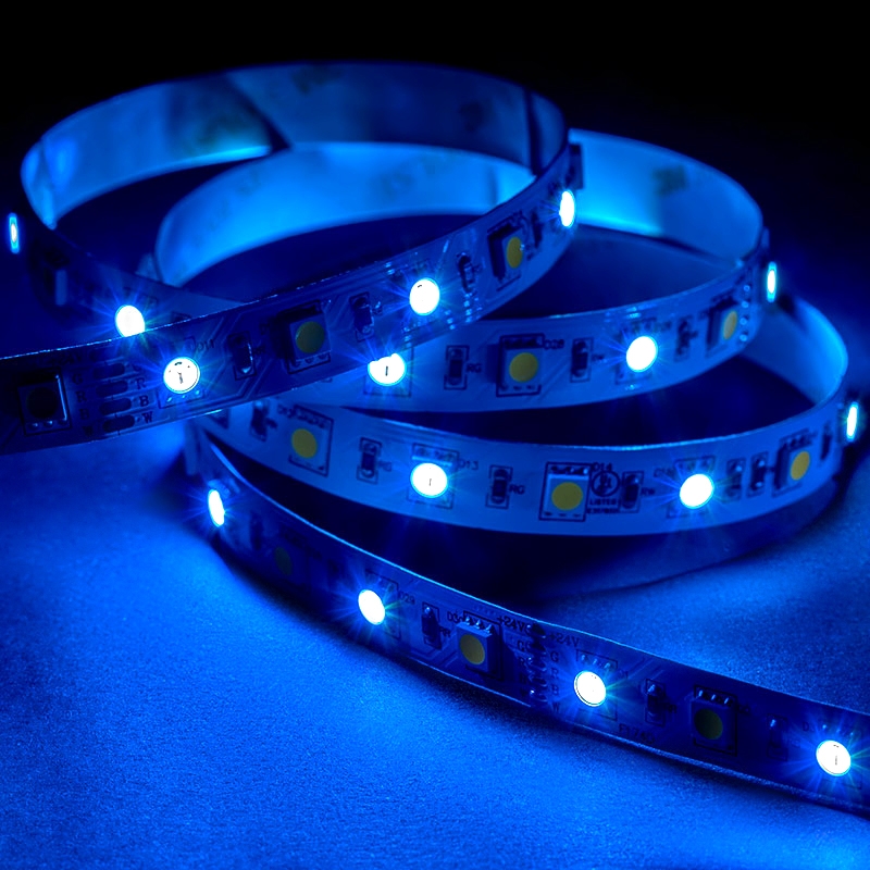 5050 RGB+W LED Strip Light - Color-Changing LED Tape Light w/ White and Multicolor LEDs - 24V - IP20 - 204 lm/ft