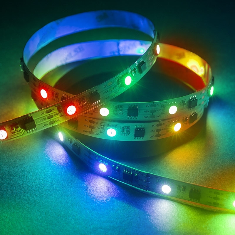 3m Digital RGB LED Strip Light - Single Addressable Color-Chasing LED Tape Light - 5V - IP20 - RGB