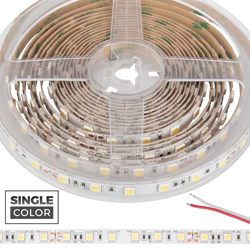 5050 Single-Color LED Strip Light/Tape Light - 24V - IP20 - 385 lm/ft