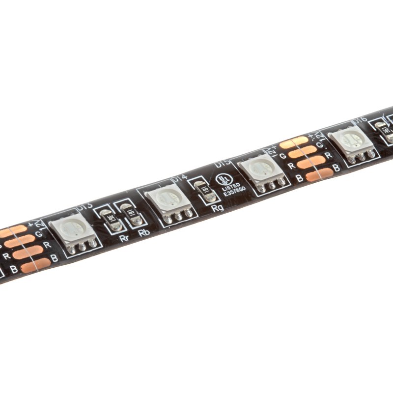 5m RGB LED Black PCB Strip Light - DynamicColor Series Tape Light - Dimmable - 12V - IP64