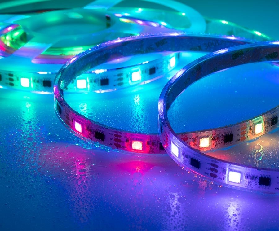 3m Digital RGB LED Strip Light - Single Addressable Color-Chasing LED Tape Light - 5V - IP67 - RGB