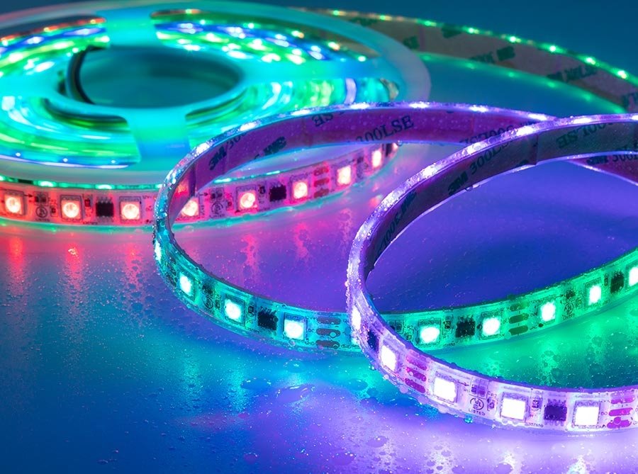5m Digital RGB LED Strip Light - 18 LEDs/ft - Addressable Color-Chasing LED Tape Light - 12V - IP67 - RGB