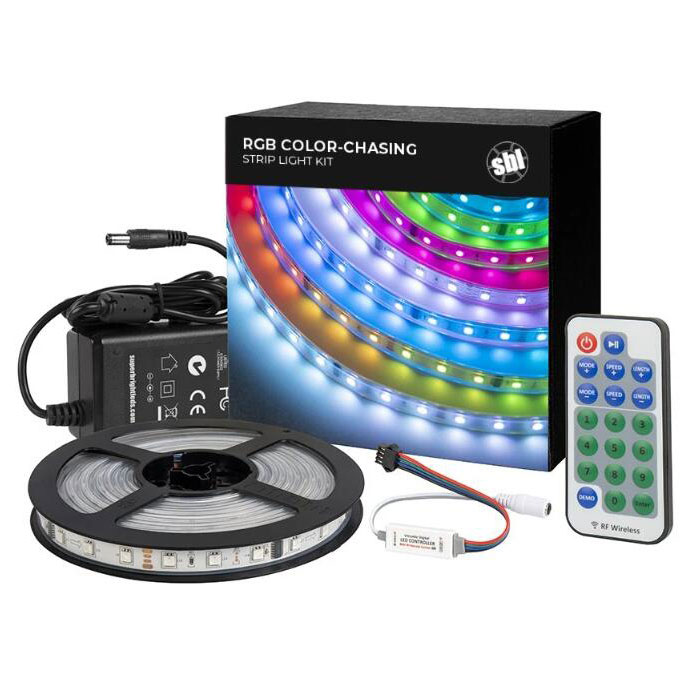 5m Digital RGB LED Strip Light Kit - Single Addressable Color-Chasing LED Tape Light - 12V - IP67 - Color Chasing LED Flexible Strip Kit