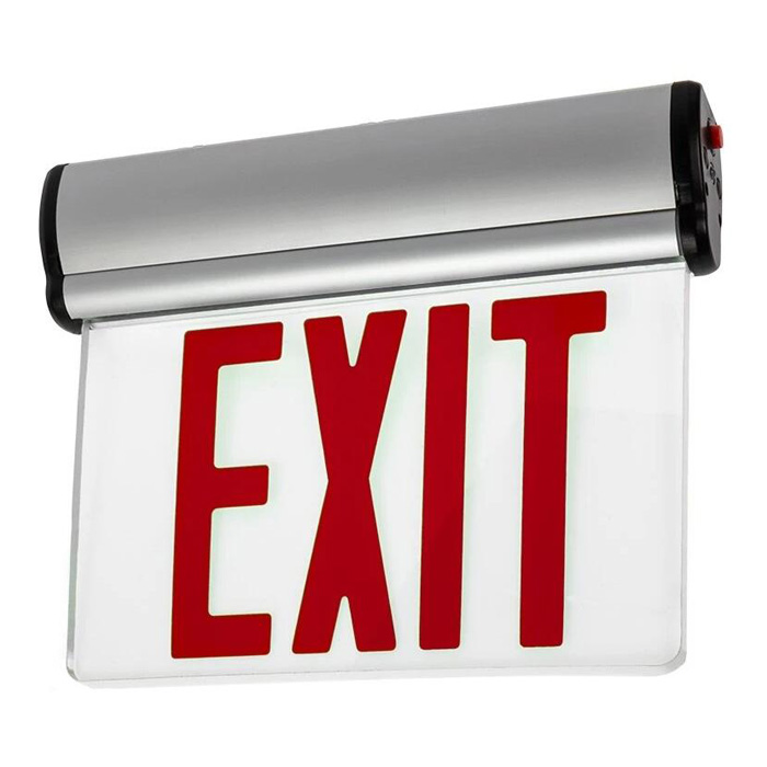 Edge Lit LED Exit Sign w/ Battery Backup - Single Face - Adjustable Angle