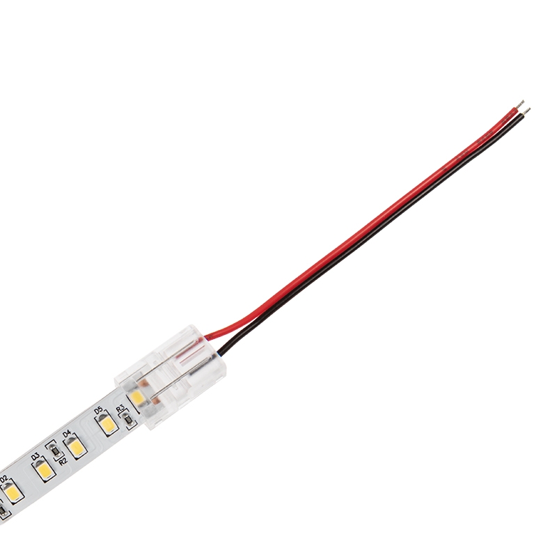 4" Solderless Clamp-On Pigtail Adaptor - 10mm Single Color LED Strip Lights