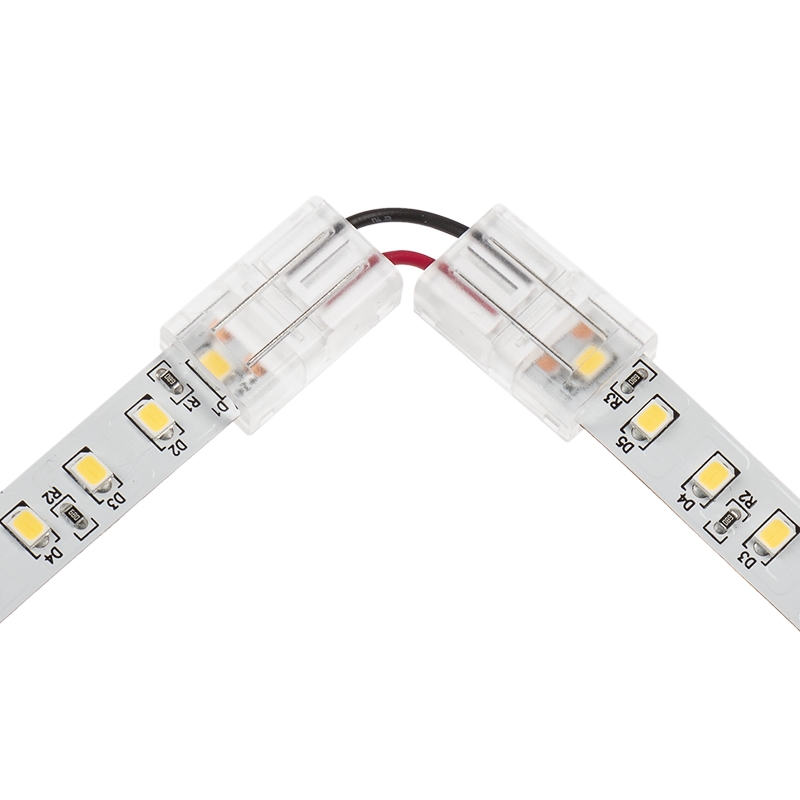 Solderless Clamp-On Left / Right ‘L’ Wire Connector - 10mm Single Color LED Strip Lights