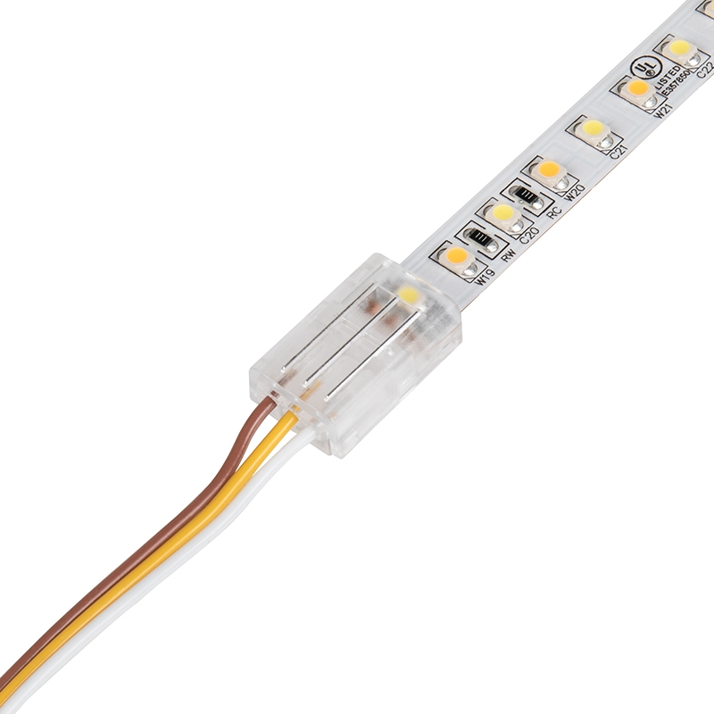 Solderless Clamp-On LED Strip Light to Pigtail Adaptor - 10mm Tunable White Strips - 22AWG