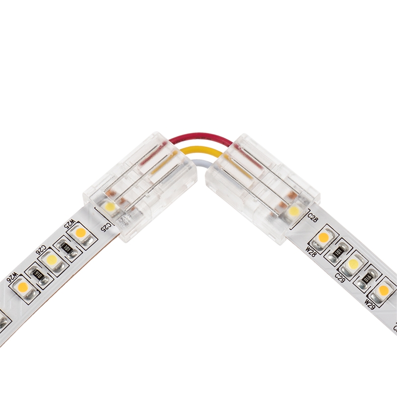 Solderless Clamp-On Left / Right ‘L’ Wire Connector - 10mm Tunable White LED Strip Lights