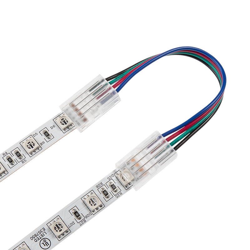 4" Solderless Clamp-On Jumper Connector - 10mm RGB LED Strip Lights