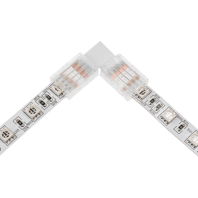 Solderless Clamp-On L Connector for 10mm RGB LED Strip Lights