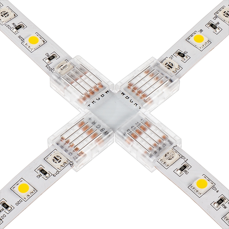 Solderless Clamp-On Cross Connector for 12mm RGBW LED Strip Lights