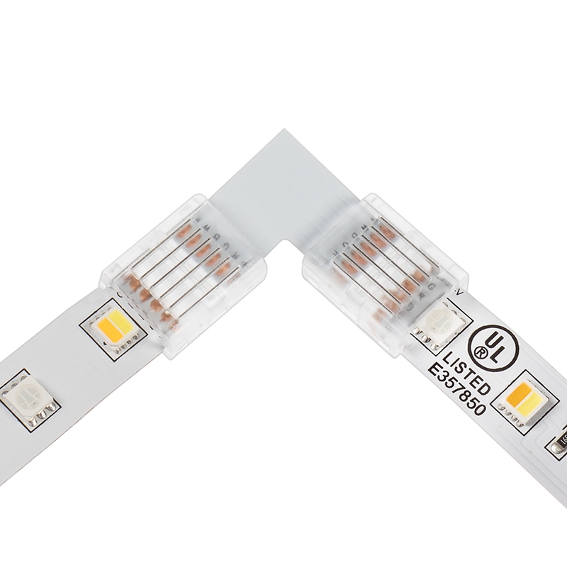 Solderless Clamp-On L Connector for 12mm RGB + CCT LED Strip Lights