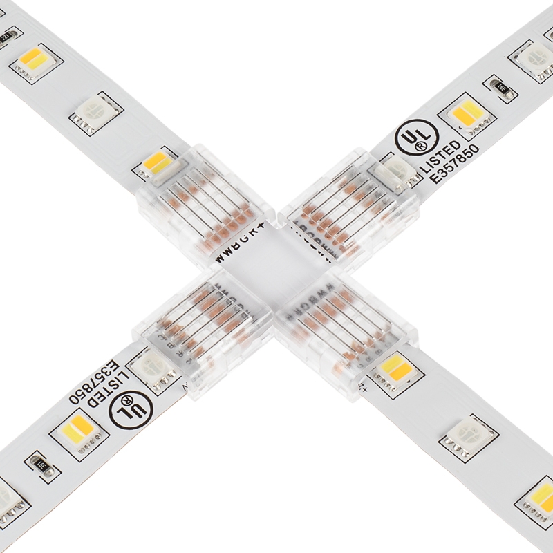Solderless Clamp-On Cross Connector for 12mm RGB + CCT LED Strip Lights