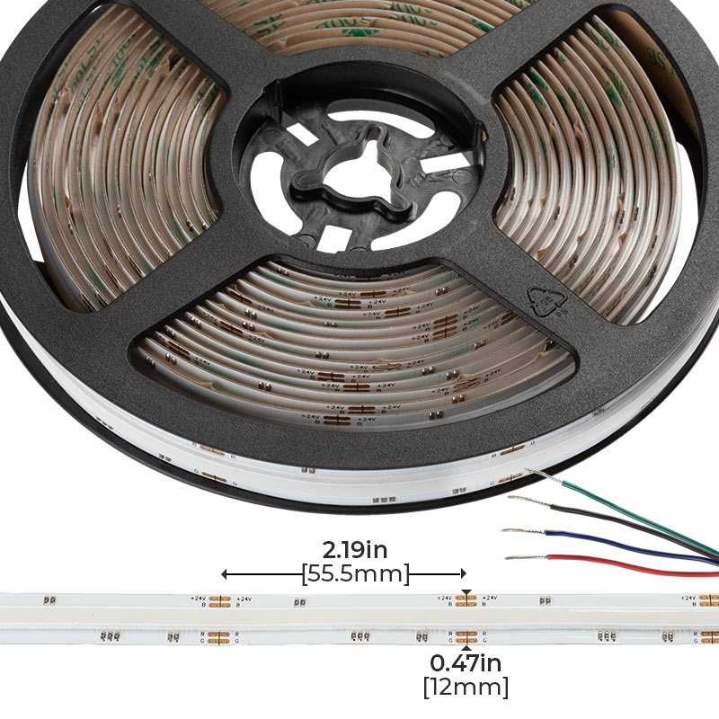 5m RGB COB LED Strip Light - COB Series LED Tape Light - 24V - IP20 - Click Image to Close