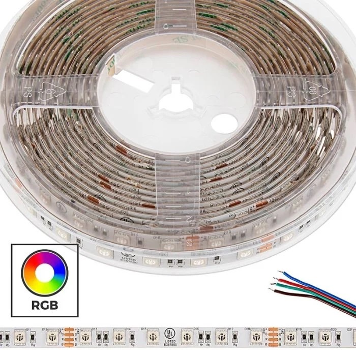 5m RGB LED Strip Light - Color-Changing LED Tape Light - 12V / 24V - IP64 Weatherproof - RGB - 196.9in (16.40ft)